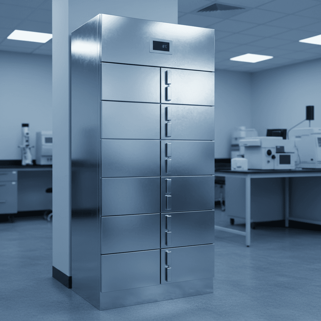 Refrigerated evidence locker for biological evidence storage